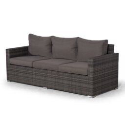 Giardino Grey Large Rattan 3 Seater Sofa Outdoor Patio Garden Furniture with Cover