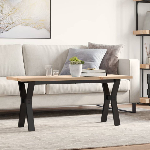 vidaXL Coffee Table Y-Frame Solid Wood Pine and Steel