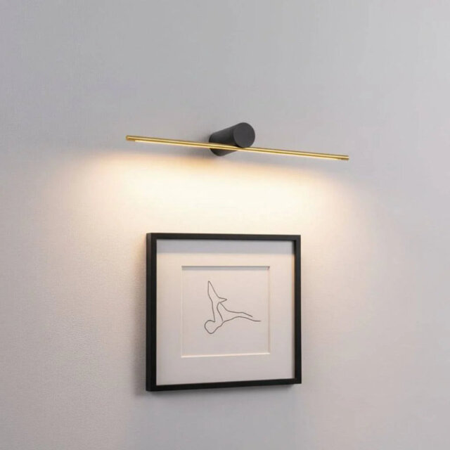 UltraBeam 8 Watt LED Over Picture Wall Light Fitting Black and Gold Finish - 600mm Wide