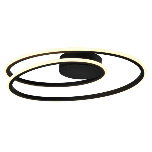 Modern Double Swirl Strip LED Flush Ceiling Light Fitting In Sleek Matte Black By