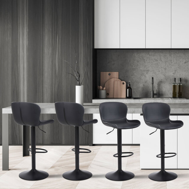 Swivel Upholstered Adjustable Height Counter Stool with Metal Frame