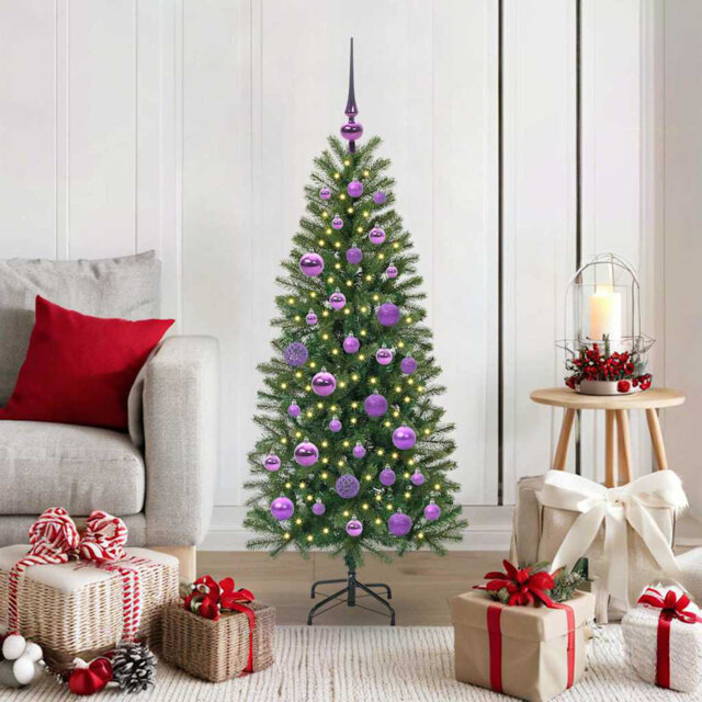 Artificial Christmas Tree with 150 LEDs Green PE and PVC