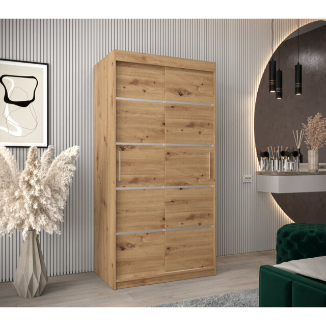 Hoxton 01 Sliding Door Wardrobe 100cm - Black Matt