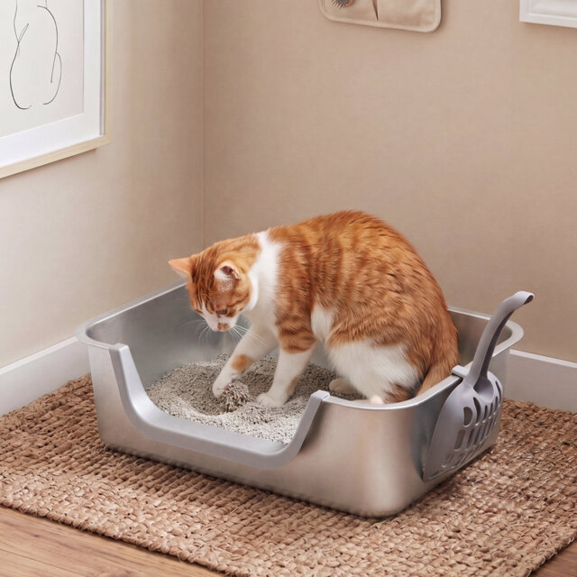 Cat Litter Tray Stainless Steel 7.5cm Low Entry High Sides 201 Steel