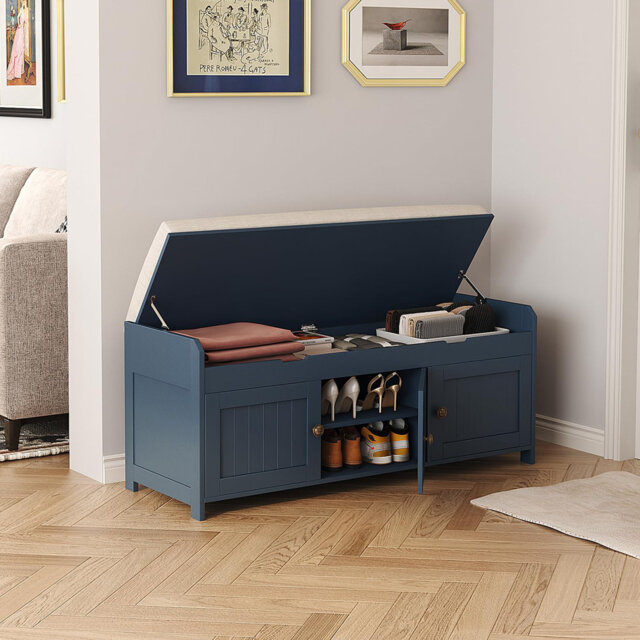 Polyester Upholstered Storage Bench
