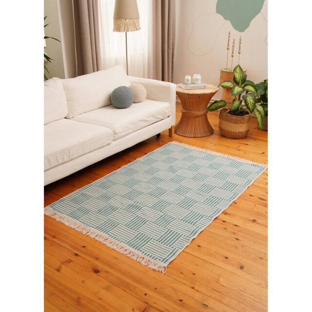 Line Geometric Hand Woven Flatweave 180 Cm X 120 Cm Area Rug