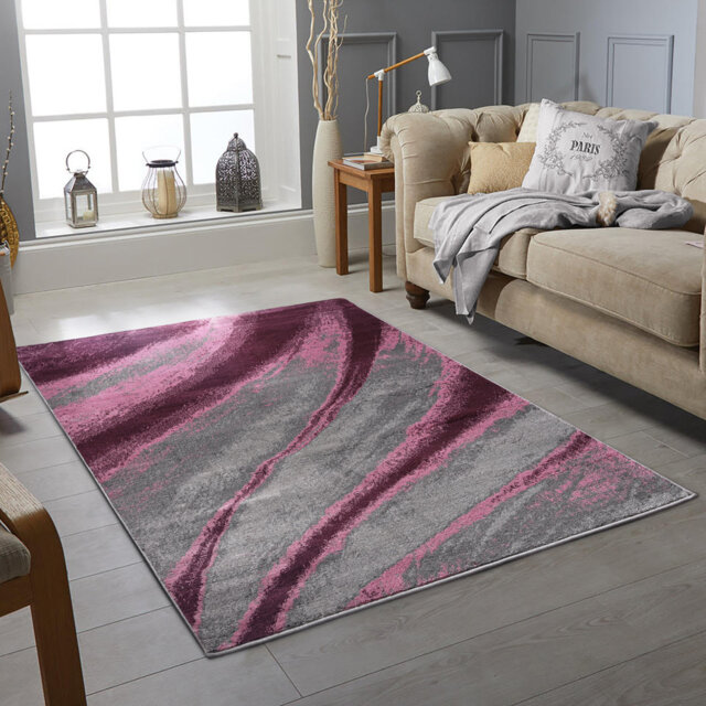 Batish Striped Machine Woven Machine Tufted Purple Area Rug