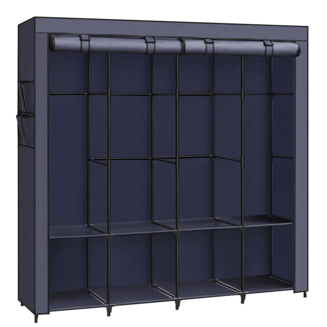 Clothes Wardrobe, Portable Closet, Garment Organiser Rack With 4 Hanging Rails, Shelves, 4 Side Pockets, 170 X 45 X 167 Cm, Large Capacity For Bedroom