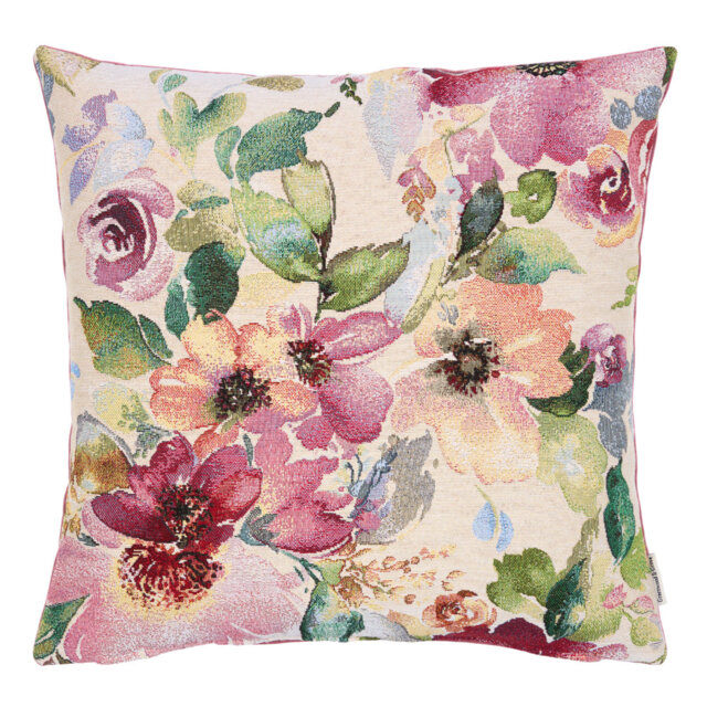 Meadow Blooms Cream Woven Cushion with Fibre Filler
