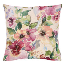 Meadow Blooms Cream Woven Cushion with Fibre Filler
