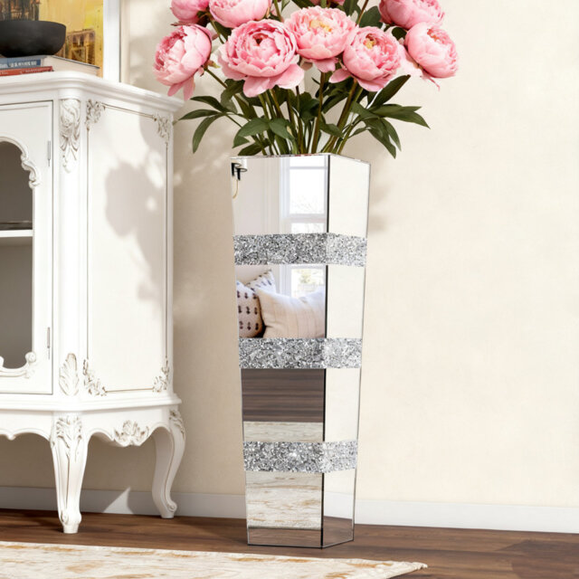 Baage 71cm H Glass Flower Tall Vase Room Crystal Decor