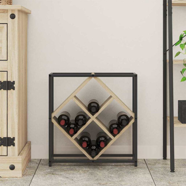Wine Rack Engineered Wood Storage Organizer Modern Indoor Stylish Home