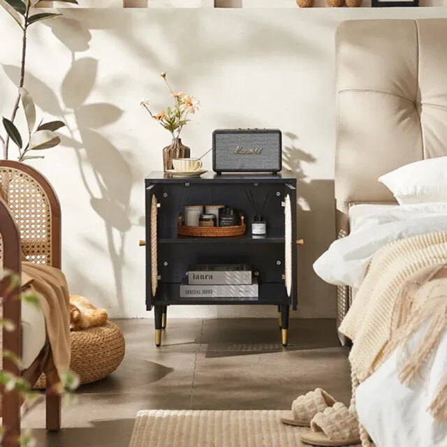Lille 2 Door Rattan Bedside Cabinet