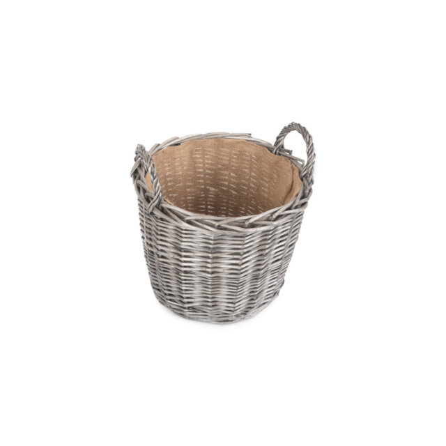Wicker Round Lined Log Basket