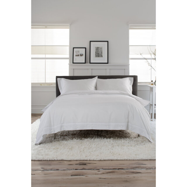 Southport Grey 100% Cotton Cuffed Finish Duvet Cov Classic Cotton Duvet Cover Set Set
