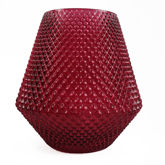 Glass Vase Diamond Embossed Pink Glass Vase 23cm Fairmont Park