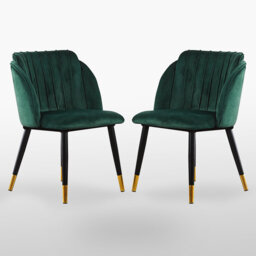 Inola Upholstered Velvet Dining Chairs - Ergonomic Soft Back with Metal Legs - Armchair for Dining Room Living Room Restaurants