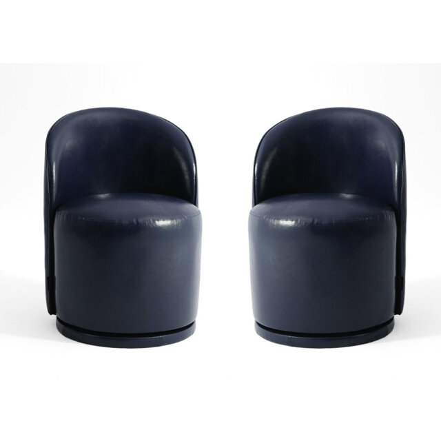 PU Leather Barrel Swivel Armless Dining Chair