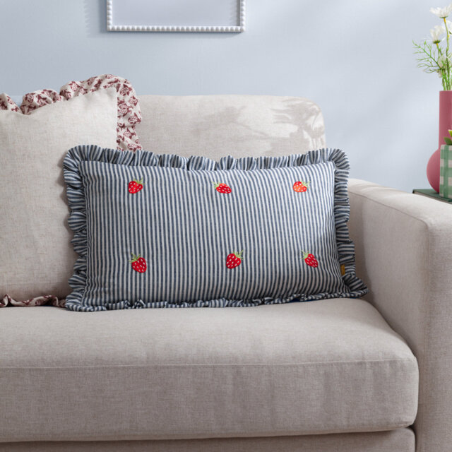 Les Fruites Embroidered Ruffle Cushion Cover