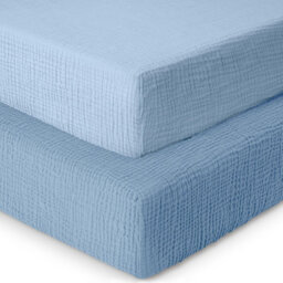 100% Cotton Muslin Cot Fitted Sheets 2 Pack- Soft & Breathable, Baby Mattress Sheets