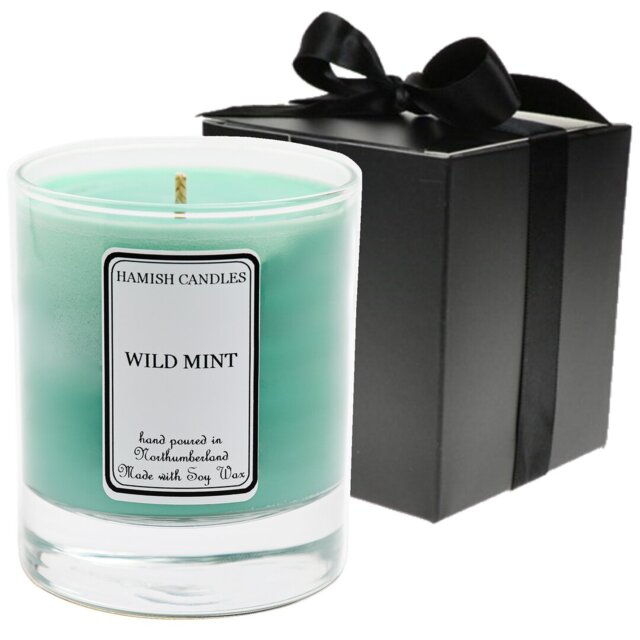 Wild Mint Scented Jar Candle with Glass Holder