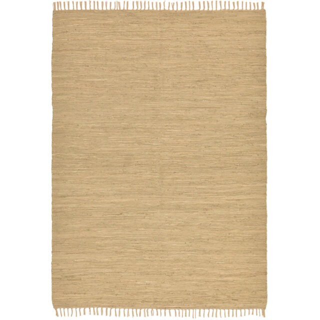 Handmade Pavonis rug made of cotton in natural beige
