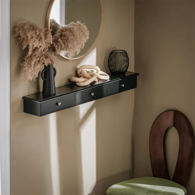 Floating Shelf With  Drawers - Modern Wall Mounted Shelf For Bedroom, Hallway & Living Room