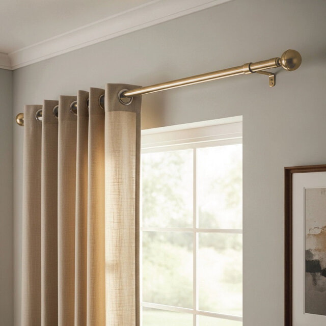 Premium Adjustable Curtain Pole – Pressure Fit Rod With Brass Fittings, Brackets & Rings – Multiple Elegant Finishes