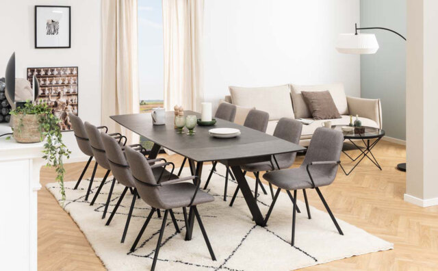 Narielle Extendable Metal Base Dining Table