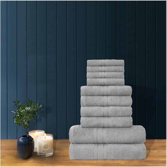 Premium 10-Piece Cotton Towel Bale Set, Soft, Durable & Highly Absorbent – 4 Face, 4 Hand & 2 Bath Towels, Family Pack