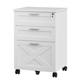 3-Drawer Lockable Mobile File Cabinet with 360° Casters - Rolling Filing Cabinet for A4/Letter/Legal Hanging Files, Under-Desk Storage 40x50x75cm
