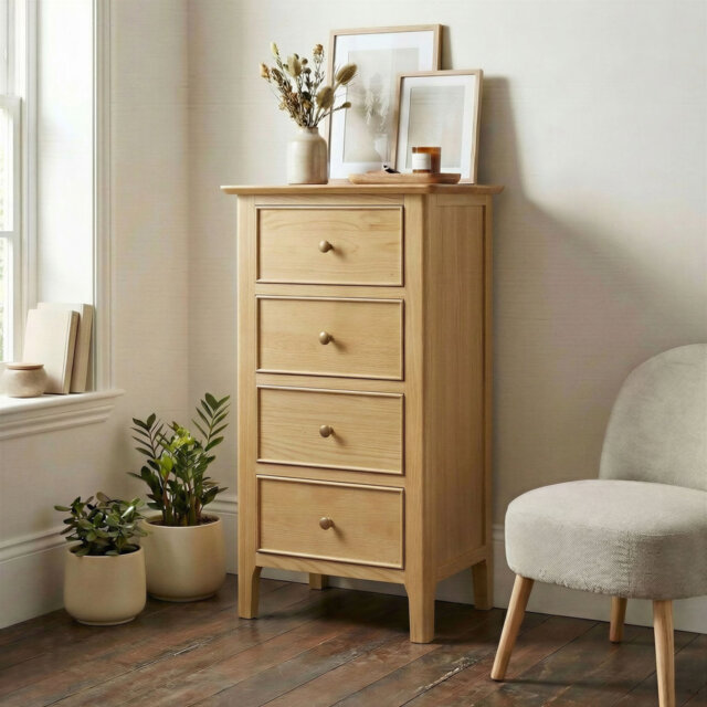 Bodkin Wooden Rustic Tallboy Chest of Drawers - Traditional Farmhouse Style
