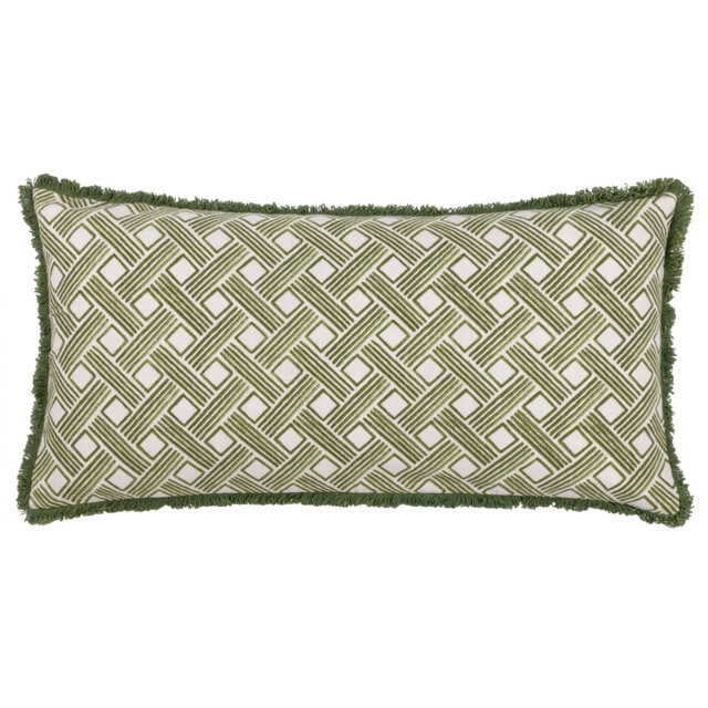 Alexa Geometric Cotton Fringed Feather Rich Filled Cushion