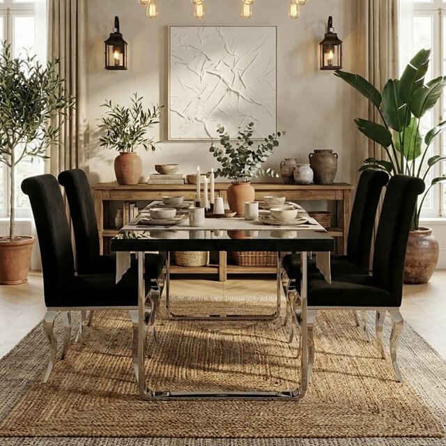 Pine Glass Top Metal Base Dining Table