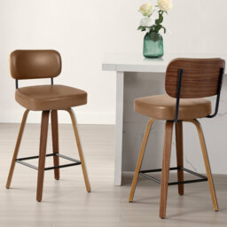 Swivel Bar Stools & Counter Stools Walnut Bentwood & Faux Leather
