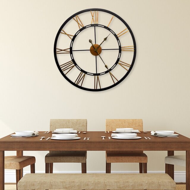 Oversized Meyer Black Roman Iron Wall Clock - 70 cm / 27.5 in