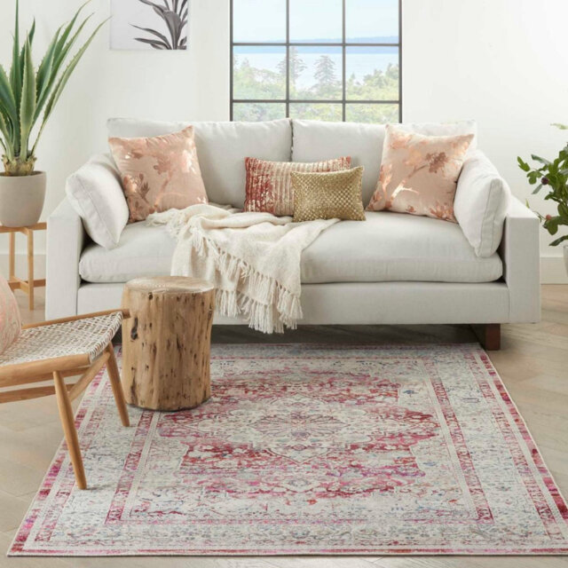 Red Rug, Bordered Floral Rug, Traditional Stain Resistant Rug, Persian Rug For Bedroom, Dining Room