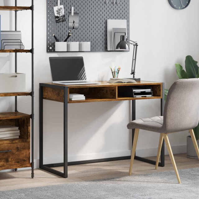 Desk With Storage Engineered Wood Industrial Urban Loft Style Home