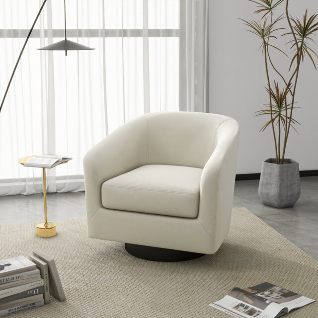 Bennett 73.1 Cm Wide Cotton Swivel Barrel Chair
