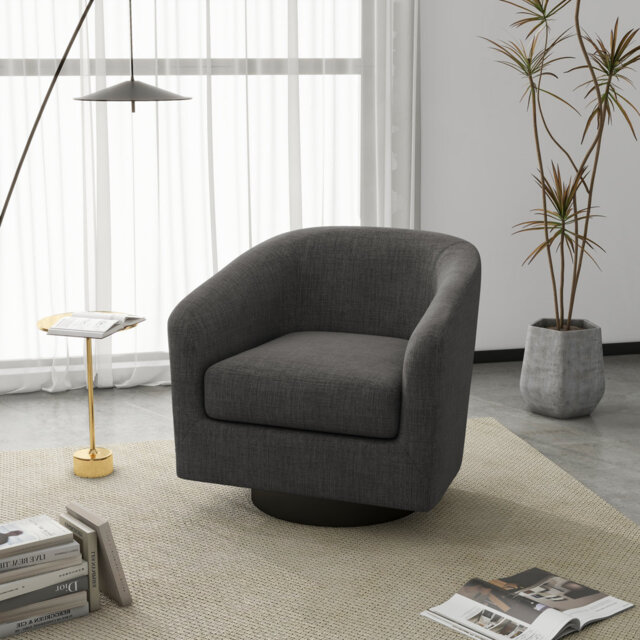 Bennett 73.1 Cm Wide Cotton Swivel Barrel Chair