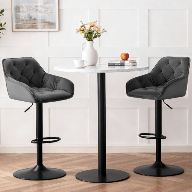 Swivel Velvet Upholstered Adjustable Height Counter Stool