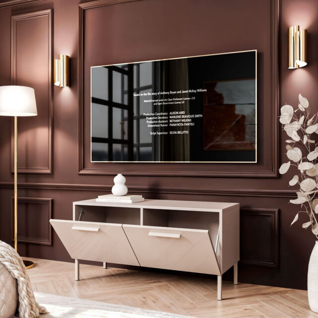 AURA 100 KASHMIR high-gloss TV cabinet on legs