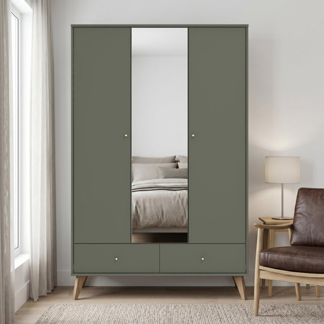 Abby 3 Door 2 Drawer Wardrobe With Mirror