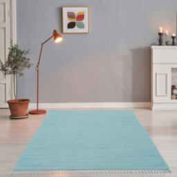 Hand Loomed Cotton Blue Indoor Rug
