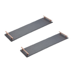 ArtesÃ  Appetiser Slate Serving Platter with Copper Handles for Buffets or Dinner Parties, Set of 2, 60 x 15cm