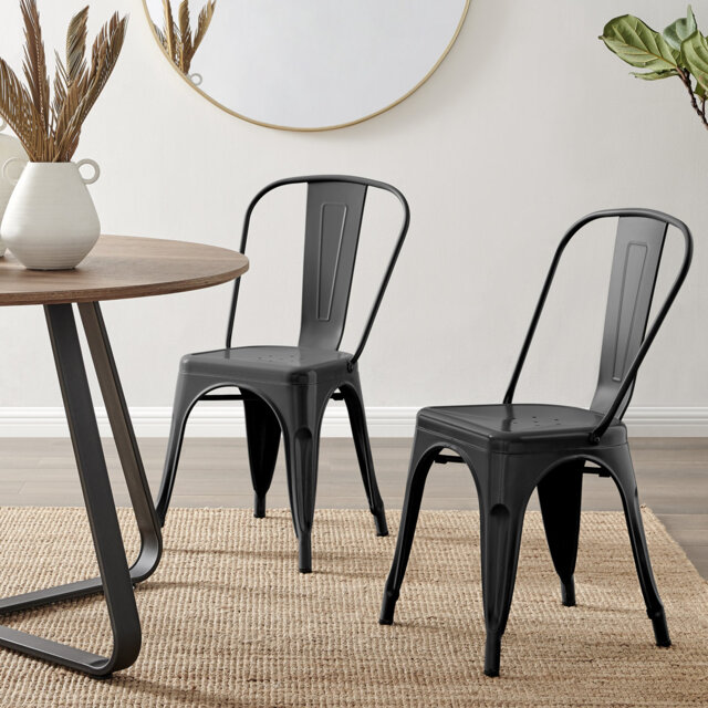 Honora Classic Industrial Metal Dining Chair - Style Bold Colour Stackable Side Chair