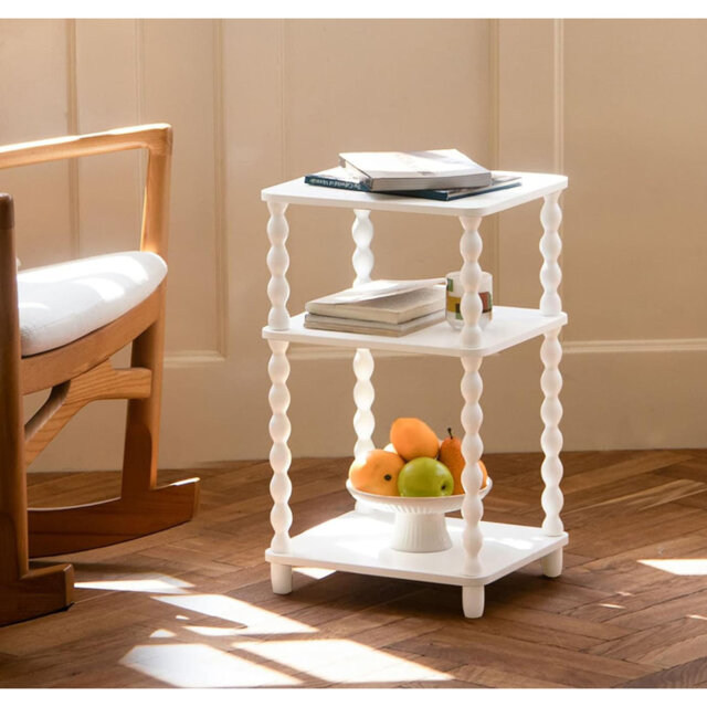 Small 3-Tier Open Shelf Side Table - White (Bedside/Living Room/Bedroom/Office Small Spaces)