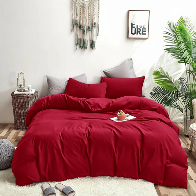 Plain Dyed Microfiber Duvet Cover Set with Pillowcases (3-Piece)