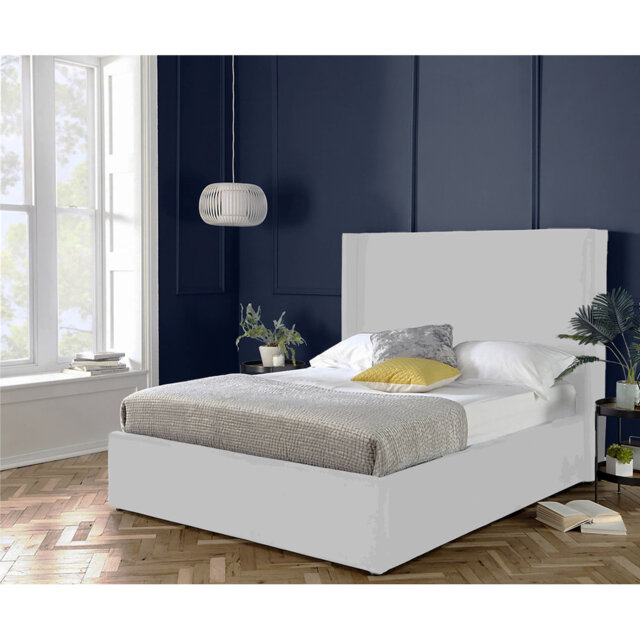 Plain Wing Kailua Upholstered Bed Frame - Plush Velvet Wingback with Sprung Slats