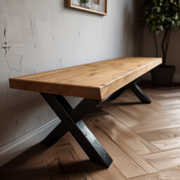 Rustic Bench with Chunky X Legs